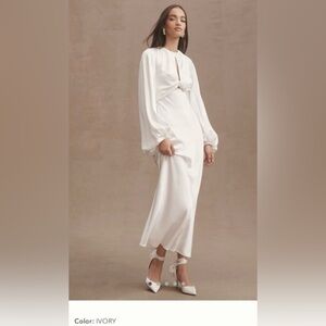 BHLDN Ivory Long Sleeve Dress